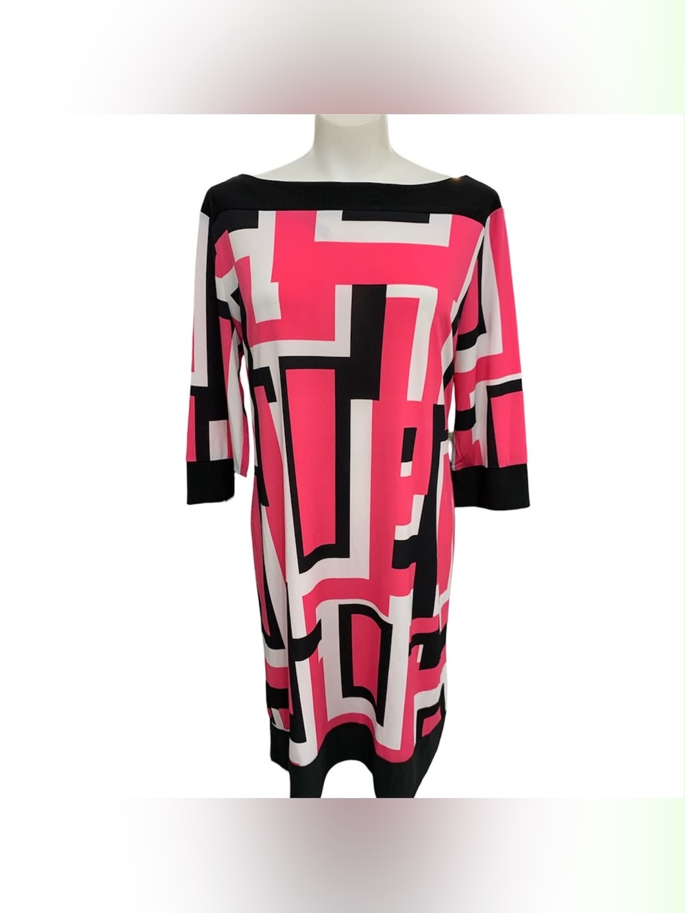 Emma & Michele Pink Geometric Shift Dress Size L